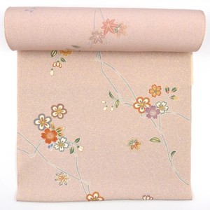 〈反物〉正絹小紋　淡ピンク　四季の草花